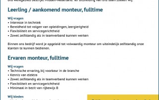 monteur gevraagd
